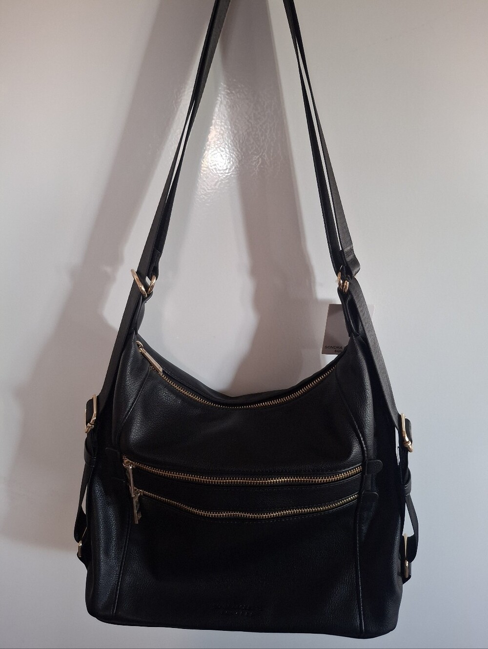 Sondra Roberts Black Shoulder Bag with Gold Hardware
